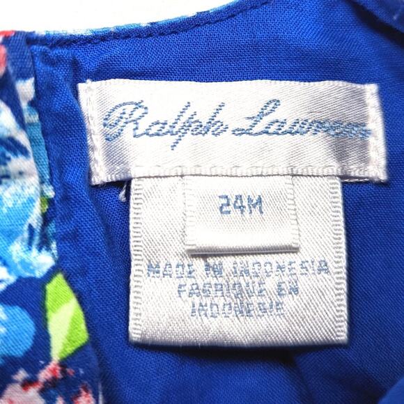 Ralph Lauren Dress Girls Size 24m Blue Floral Pansy - Picture 4 of 4